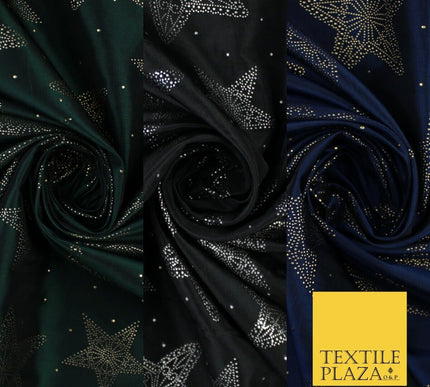 High Quality Printed Stars Faux Silk Taffeta Fabric Dressmaking 58" WIDE