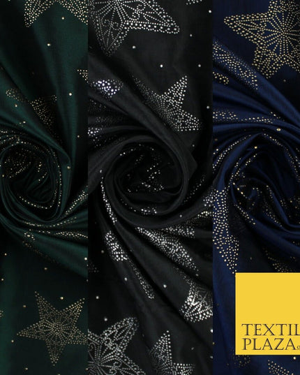 High Quality Printed Stars Faux Silk Taffeta Fabric Dressmaking 58" WIDE