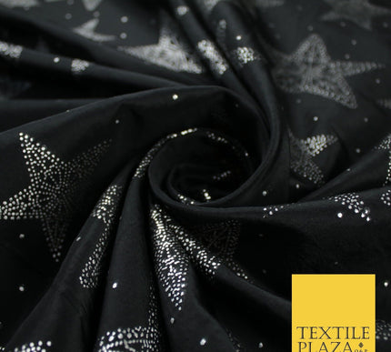 High Quality Printed Stars Faux Silk Taffeta Fabric Dressmaking 58" WIDE