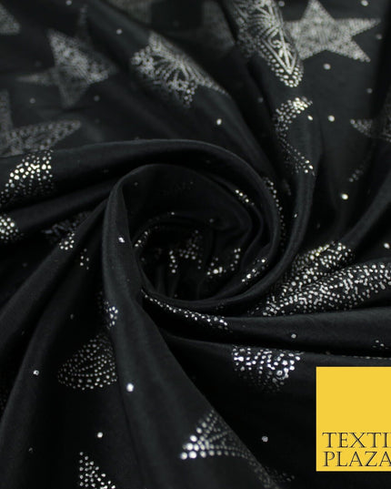 High Quality Printed Stars Faux Silk Taffeta Fabric Dressmaking 58" WIDE