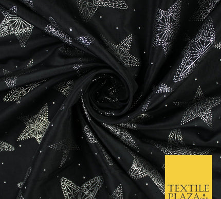 High Quality Printed Stars Faux Silk Taffeta Fabric Dressmaking 58" WIDE