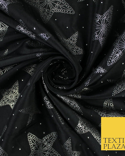 High Quality Printed Stars Faux Silk Taffeta Fabric Dressmaking 58" WIDE