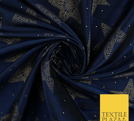 High Quality Printed Stars Faux Silk Taffeta Fabric Dressmaking 58" WIDE