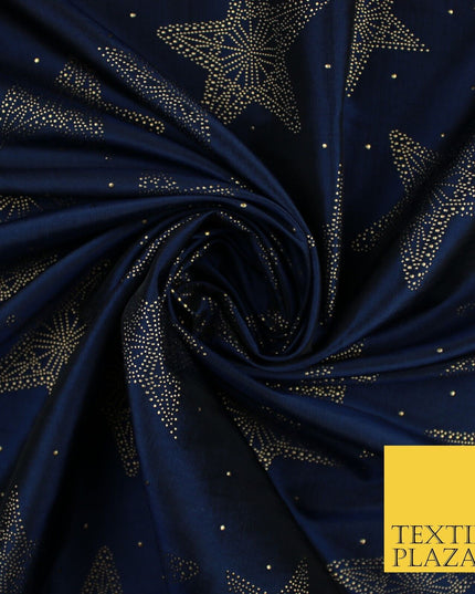 High Quality Printed Stars Faux Silk Taffeta Fabric Dressmaking 58" WIDE