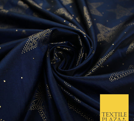 High Quality Printed Stars Faux Silk Taffeta Fabric Dressmaking 58" WIDE