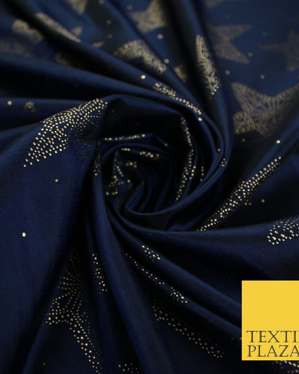 High Quality Printed Stars Faux Silk Taffeta Fabric Dressmaking 58" WIDE