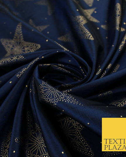 High Quality Printed Stars Faux Silk Taffeta Fabric Dressmaking 58" WIDE