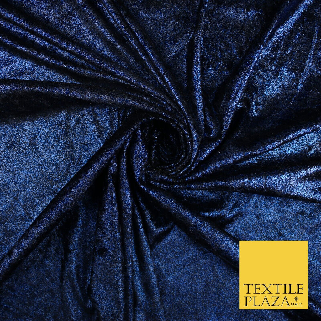 Blue & Black Metallic Soft Velvet Velour Fabric Stretch Material 59" WIDE 9302