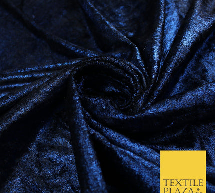 Blue & Black Metallic Soft Velvet Velour Fabric Stretch Material 59" WIDE 9302