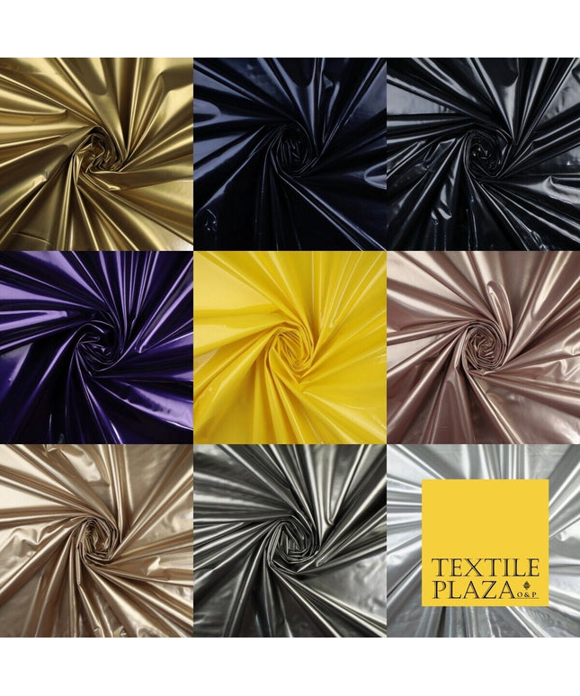 9 Colours - Glossy PVC Fabric Dress Fashion Material Craft Decor 56" Wide