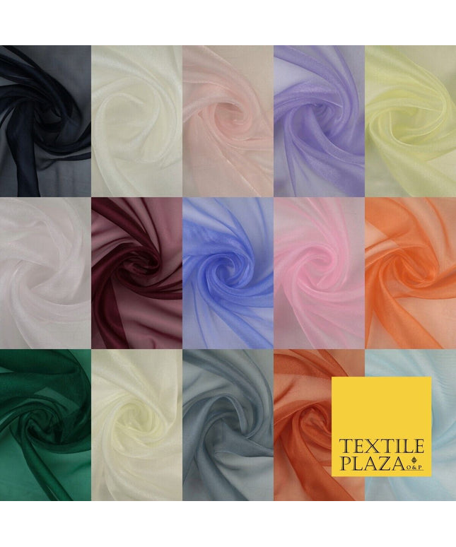 15 COLOURS - Premium Crystal Organza Bridal Wedding Dance Dress Veil Fabric 44"
