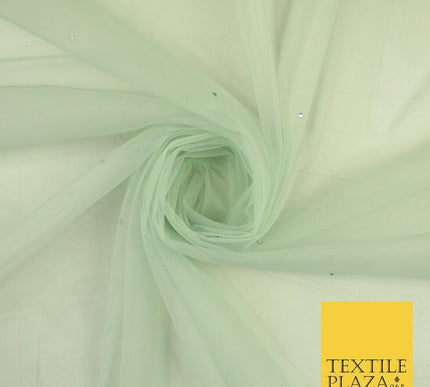 Stone Embellished Fairy Veil Bridal Soft Sheer Tutu Tulle Net Fabric 44"
