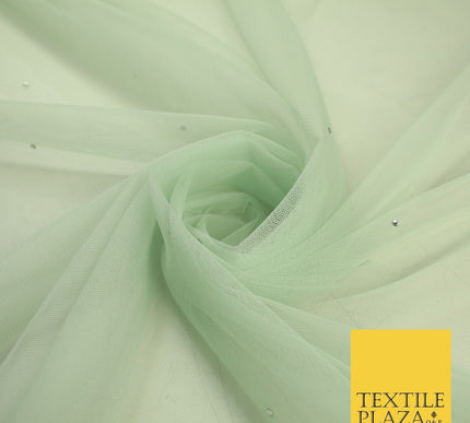 Stone Embellished Fairy Veil Bridal Soft Sheer Tutu Tulle Net Fabric 44"