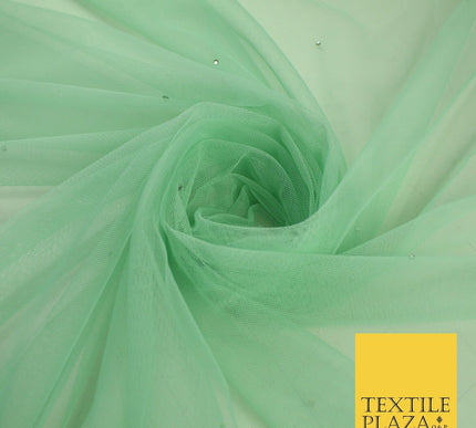 Stone Embellished Fairy Veil Bridal Soft Sheer Tutu Tulle Net Fabric 44"