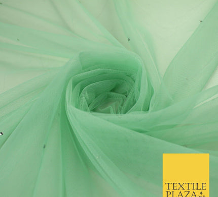 Stone Embellished Fairy Veil Bridal Soft Sheer Tutu Tulle Net Fabric 44"