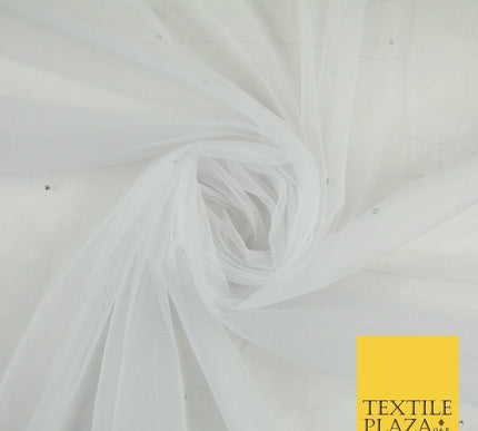Stone Embellished Fairy Veil Bridal Soft Sheer Tutu Tulle Net Fabric 44"