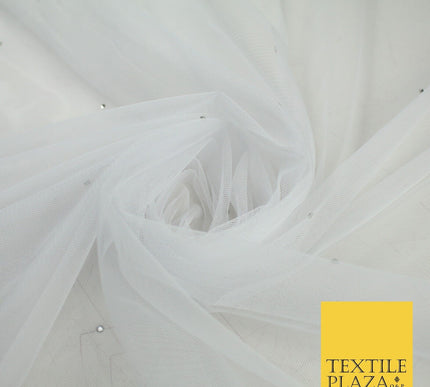 Stone Embellished Fairy Veil Bridal Soft Sheer Tutu Tulle Net Fabric 44"