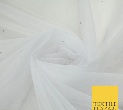 Stone Embellished Fairy Veil Bridal Soft Sheer Tutu Tulle Net Fabric 44"