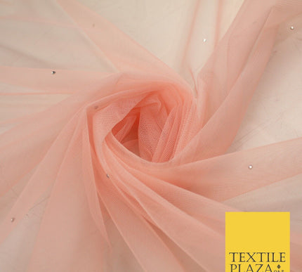 Stone Embellished Fairy Veil Bridal Soft Sheer Tutu Tulle Net Fabric 44"