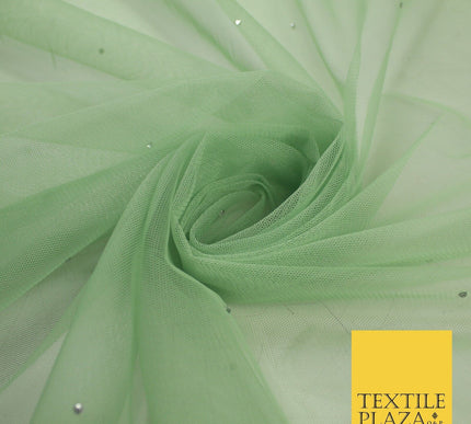 Stone Embellished Fairy Veil Bridal Soft Sheer Tutu Tulle Net Fabric 44"