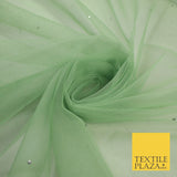 Stone Embellished Fairy Veil Bridal Soft Sheer Tutu Tulle Net Fabric 44"