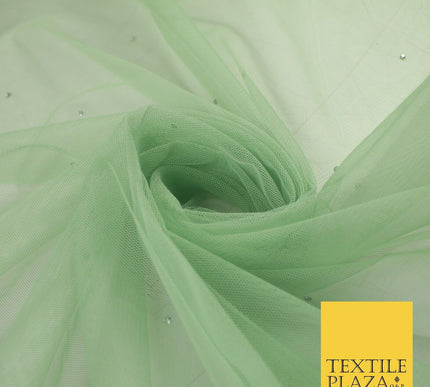 Stone Embellished Fairy Veil Bridal Soft Sheer Tutu Tulle Net Fabric 44"