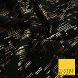 Black and gold barcode stripes retro geometric textured brocade fabric 9910