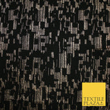 Black and gold barcode stripes retro geometric textured brocade fabric 9910