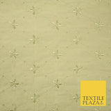 Luxury gold floral harlequin flower embroidered 100% pure silk fabric 44" 4515