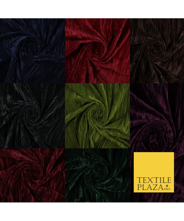 8 COLOURS - Pleated Soft Micro Velvet Fabric Dress Craft Material 45" Wide