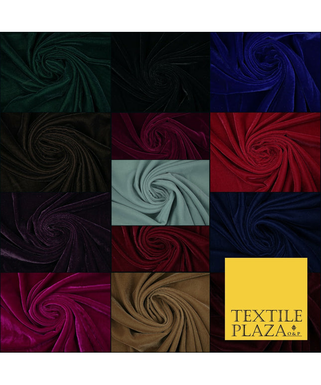 Luxury Soft Plain Micro Velvet Fabric Velour Dress Material Non-Stretch 44" Wide