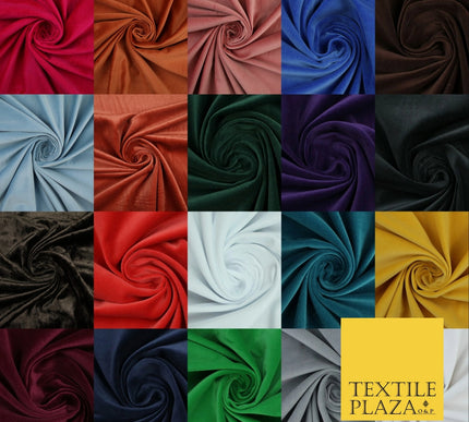 OVER 20 COLOURS- Plain 100% COTTON VELVET Fabric Non Stretch Material Craft 45"