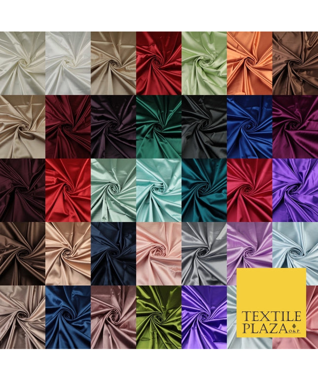 35 COLOURS Luxury Plain Stretch Dull Matt Duchess Bridal Satin Fabric Dress 56"