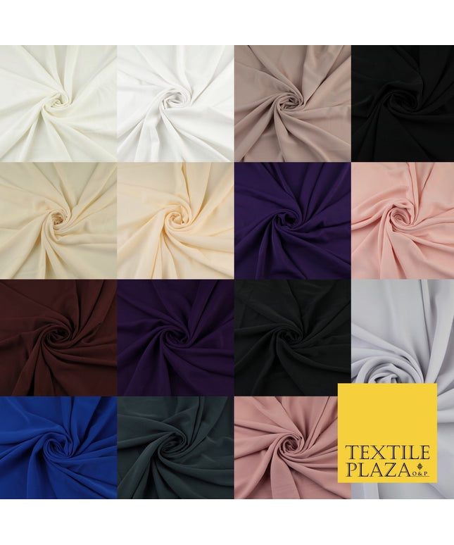Premium Plain Solid Crepe Silky Fabric Material Dress Bridal 58"