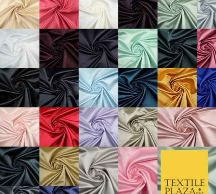 30 COLOURS Luxury Plain Smooth Matt Duchess Bridal Satin Fabric Dress 58"