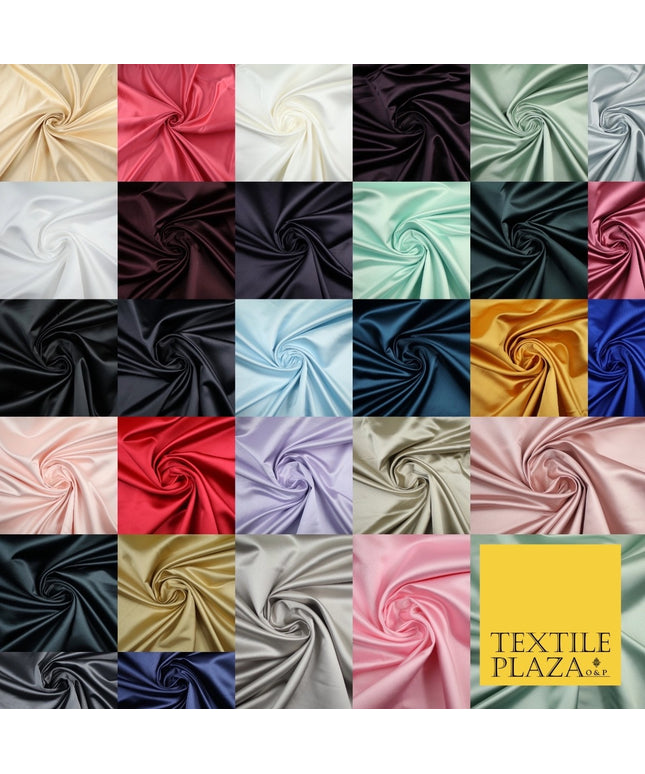 30 COLOURS Luxury Plain Smooth Matt Duchess Bridal Satin Fabric Dress 58"