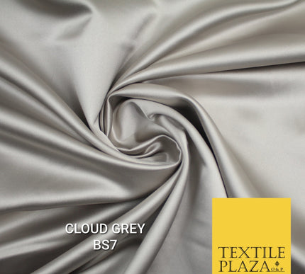 30 COLOURS Luxury Plain Smooth Matt Duchess Bridal Satin Fabric Dress 58"