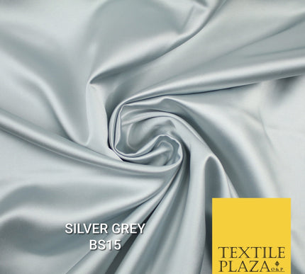 30 COLOURS Luxury Plain Smooth Matt Duchess Bridal Satin Fabric Dress 58"