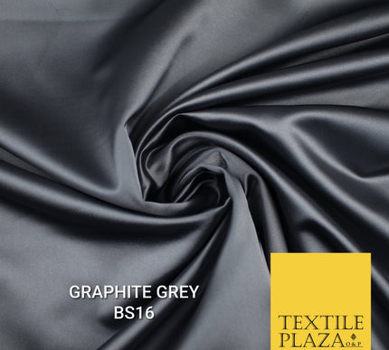 30 COLOURS Luxury Plain Smooth Matt Duchess Bridal Satin Fabric Dress 58"