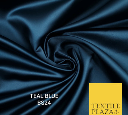 30 COLOURS Luxury Plain Smooth Matt Duchess Bridal Satin Fabric Dress 58"