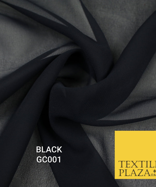 Premium Plain Dyed Georgette Chiffon Sheer Dress Drape Fabric 44" BY THE METRE