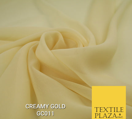 Premium Plain Dyed Georgette Chiffon Sheer Dress Drape Fabric 44" BY THE METRE