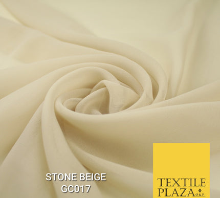 Premium Plain Dyed Georgette Chiffon Sheer Dress Drape Fabric 44" BY THE METRE