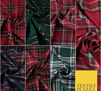 Tartan Scottish Plaid Check Christmas Festive Poly Viscose Fabric 57" Wide