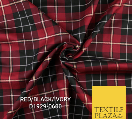 Tartan Scottish Plaid Check Christmas Festive Poly Viscose Fabric 57" Wide