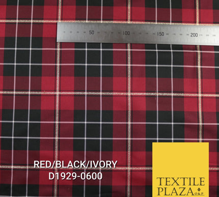 Tartan Scottish Plaid Check Christmas Festive Poly Viscose Fabric 57" Wide