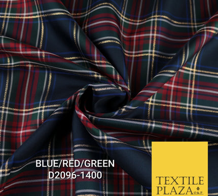Tartan Scottish Plaid Check Christmas Festive Poly Viscose Fabric 57" Wide