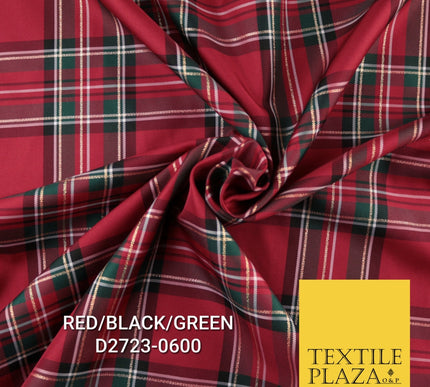Tartan Scottish Plaid Check Christmas Festive Poly Viscose Fabric 57" Wide