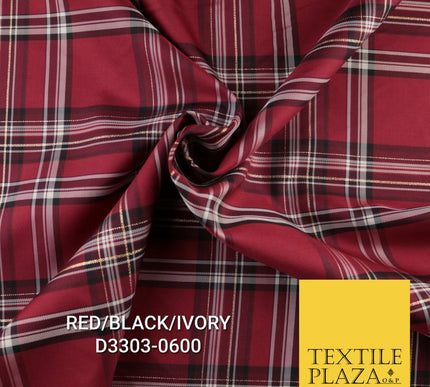 Tartan Scottish Plaid Check Christmas Festive Poly Viscose Fabric 57" Wide