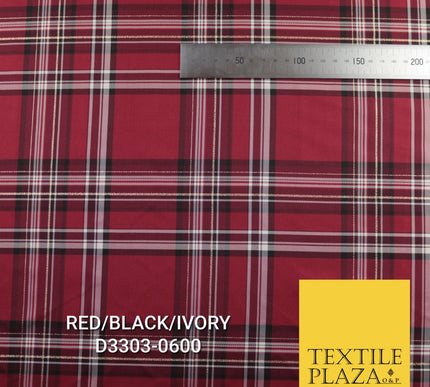 Tartan Scottish Plaid Check Christmas Festive Poly Viscose Fabric 57" Wide